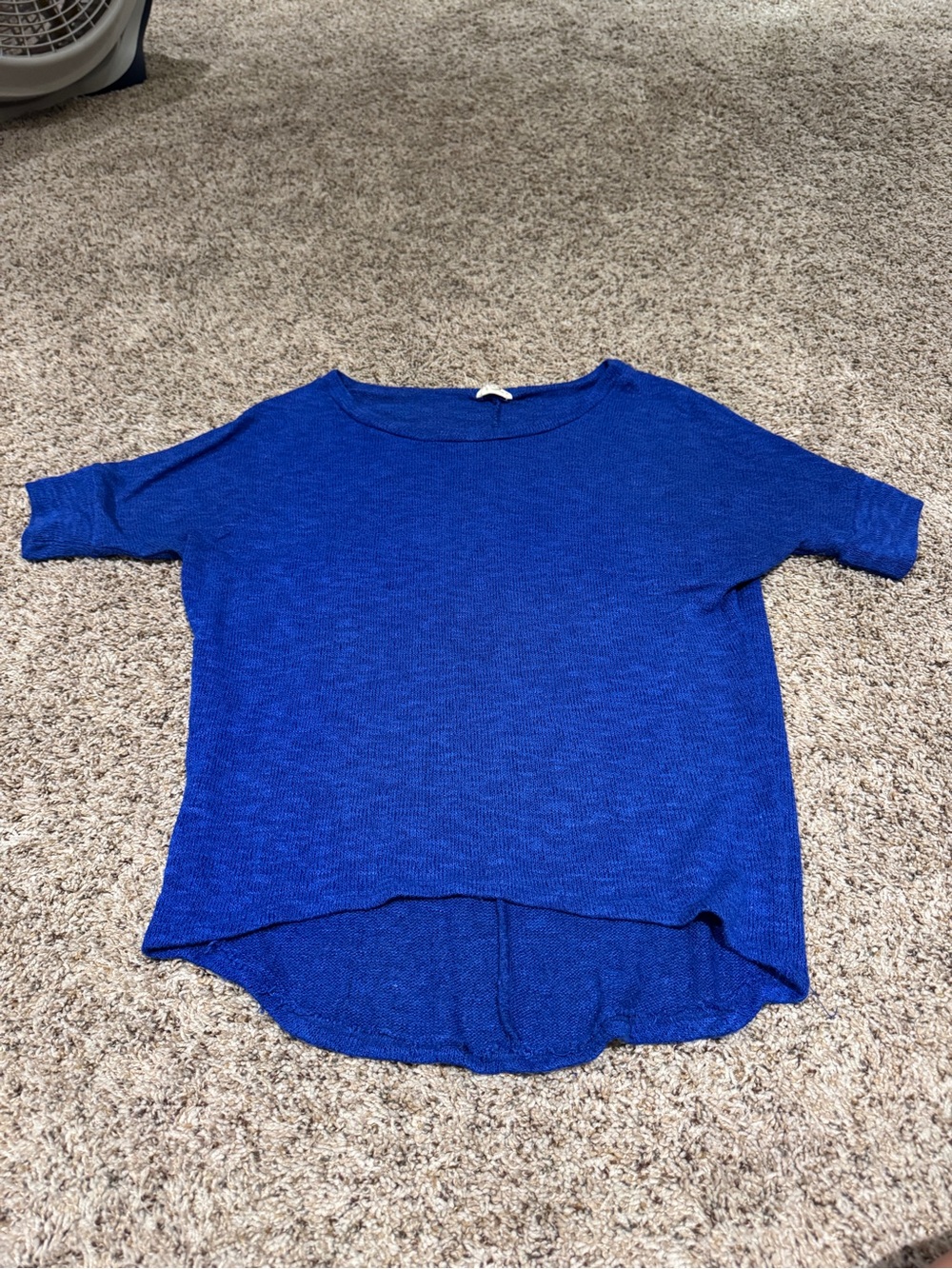 Blue Lightweight High-Low Knit Top